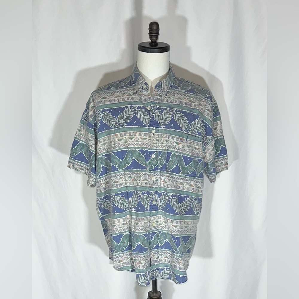 Chaps Ralph Lauren Vintage Tropical Floral Pattern Button Up Shirt